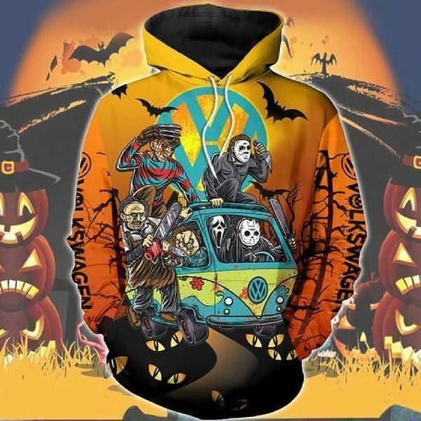 Volkswagen Michael Myers Freddy Jason Leatherface Chucky Ghostface Retro 3D Hoodie All Over Printed