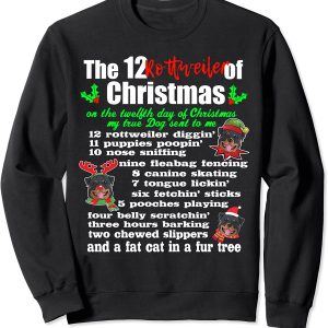 Funny 12 days of Christmas Rottweiler Dog Lover Unisex Sweatshirt