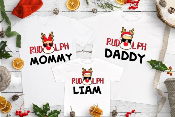 Personalized Name Rudolph The Red Nosed Reindeer Christmas Family Matching Classic T-shirt