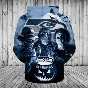 Seattle Seahawks Halloween Horror Night 3D Hoodie All Over Printed