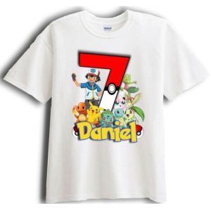 Personalized Name And Age Pokemon Birthday For Kids Unisex T-Shirt