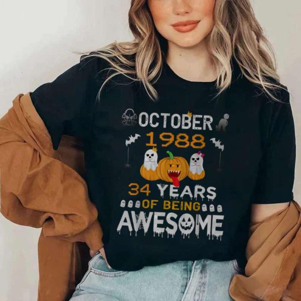 34th Birthday October 1988 Halloween 34 Years Of Being Awesome T-Shirt