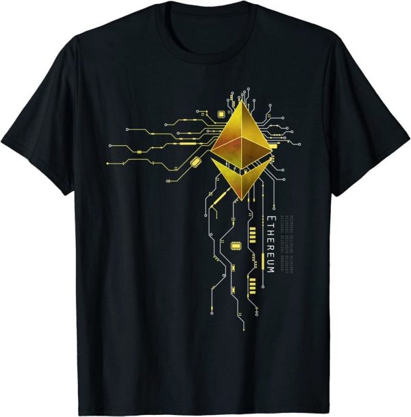 Ethereum Merge Crypto ETH Gold Heart T-Shirt