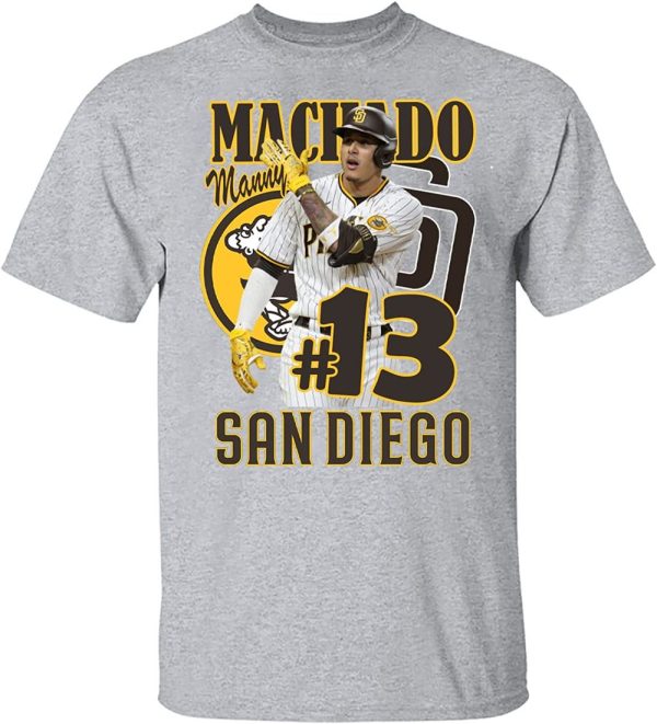 Manny Machado 13 San Diego Padres Baseball Team Padres Logo T-Shirt