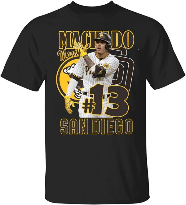 Manny Machado 13 San Diego Padres Baseball Team Padres Logo T-Shirt