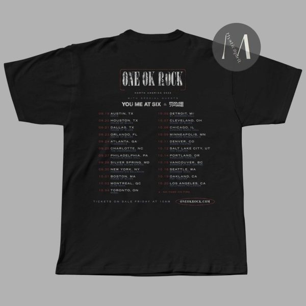 One Ok Rock North America 2022 Tour Merch One Ok Rock Concerts 2022 T-Shirt