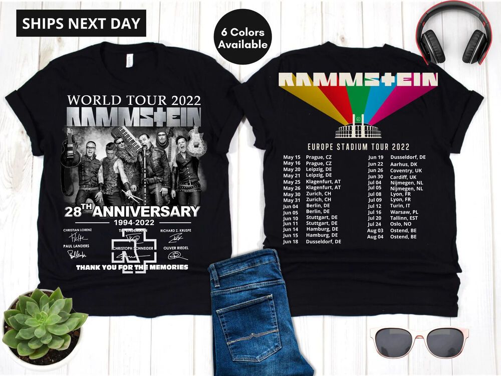 Rammstein 28Th Anniversary 1994-2022 Signatures Stadium Tour Unisex T-Shirt