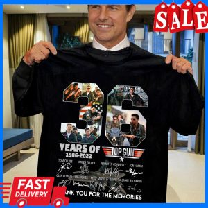 Top Gun 36 Years Anniversary 1986-2022 Tom Cruise, Miles Teller Signatures Movie T-Shirt