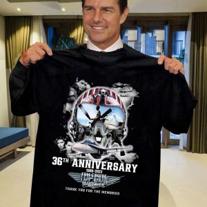 Top Gun 36th Anniversary 1986-2022 Top Gun Maverick Tom Cruise Signature T-Shirt