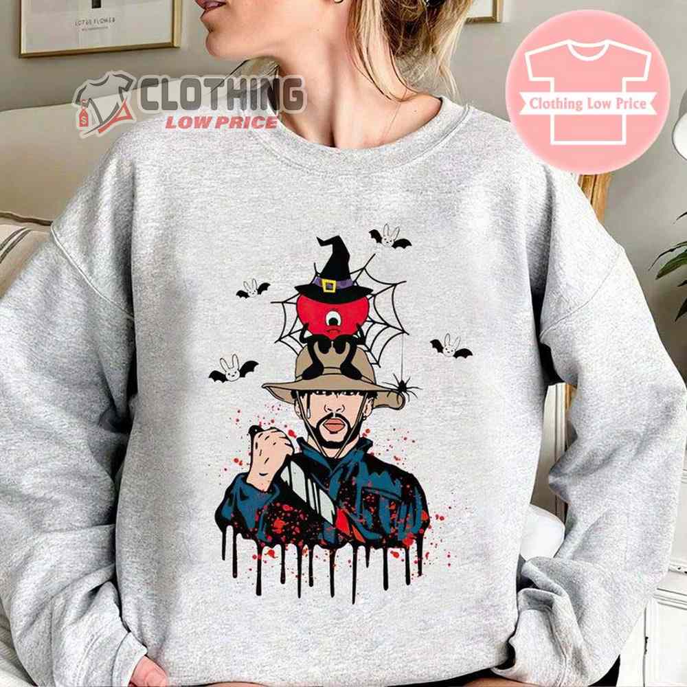 Bad Bunny Un Halloween Sin Ti Embroidered Sweatshirt Shirt Gifts