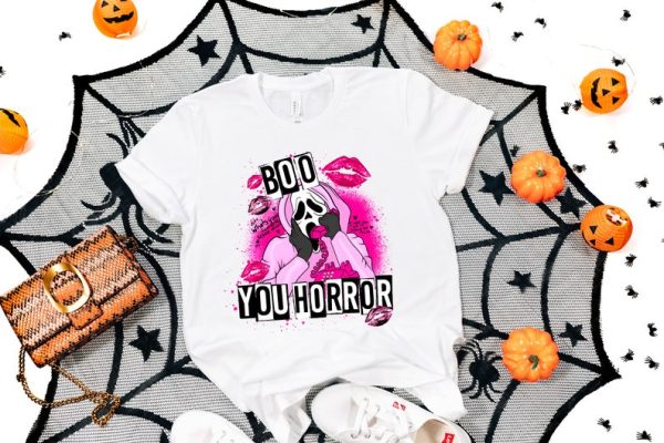 Ghostface Boo You Horror Shirt, Ghostface Boo Squad Whats Your Favorite Scary Movie Halloween Pink T-Shirt