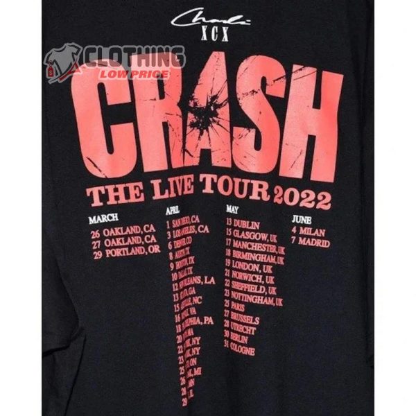 Charli Xcx Crash Tour 2022 Merch, Hot In It Charli Xcx Tour T-Shirt