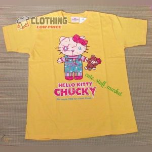 Chucky With Hello Kitty Mask Shirt Halloween Costume Hello Kitty Chucky Season 2 T-shirt