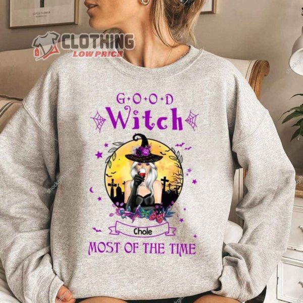 Custom Name Good Witch Most Of The Time Halloween Witches Shirt