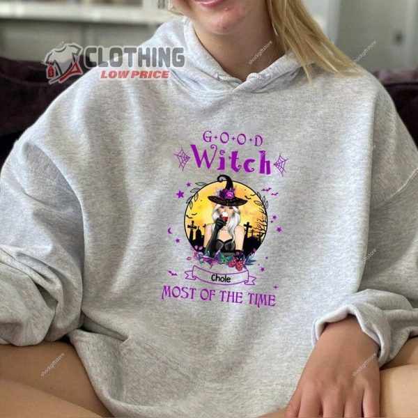 Custom Name Good Witch Most Of The Time Halloween Witches Shirt