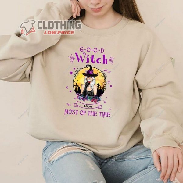 Custom Name Good Witch Most Of The Time Halloween Witches Shirt