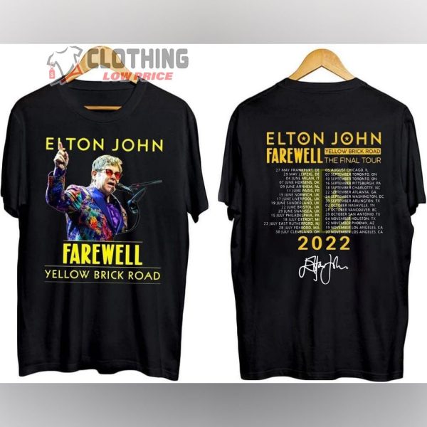 Elton John Farewell Yellow Brick Road Tour 2022 Merch, Elton John Nashville Santa Clara Tacoma T-Shirt