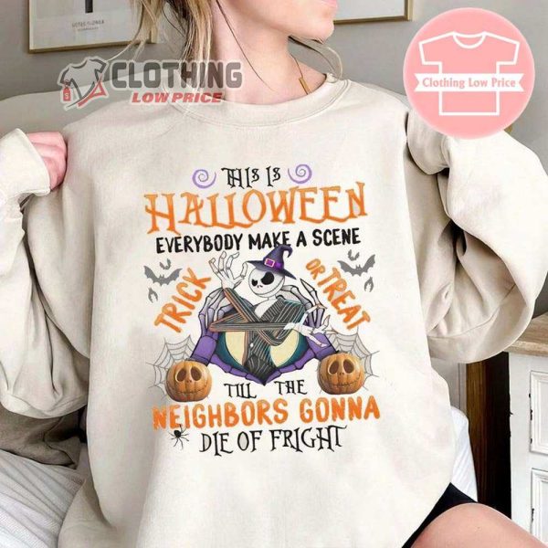 Jack Skellington Wears Witches Hat Halloween Shirt Jack Skellington Pumkin Halloween Costumes T Shirt