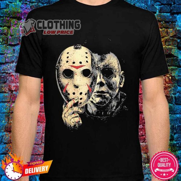 Jason And Michael Myers The Same Person Michael Myers Unmasked Jason Face Halloween 1 shirt