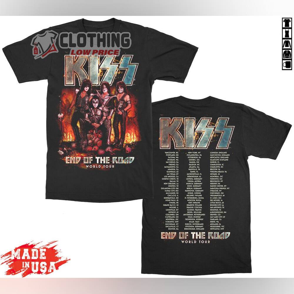 kiss end of the road tour t-shirt 2023 st. louis