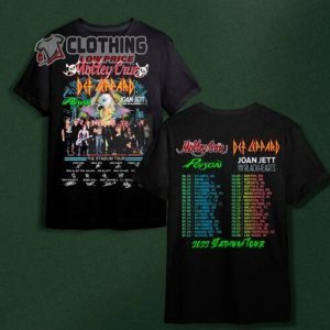 Motley Crue Tour Merch 2022 Leppard The Stadium Tour Movie 1980s T-Shirt