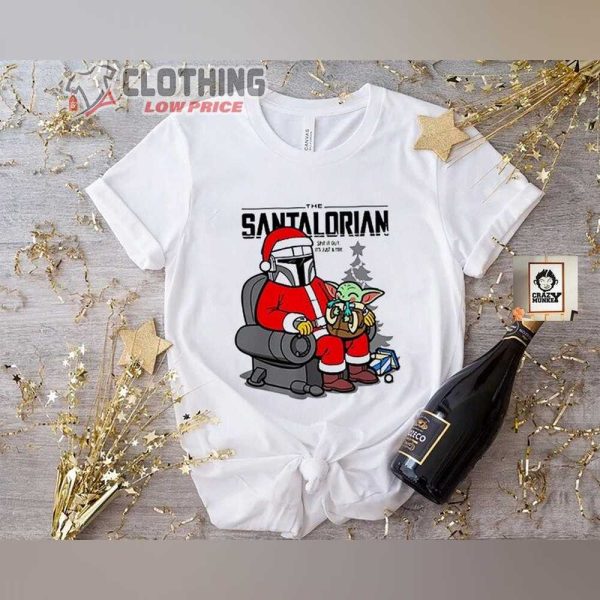 Santa Clause Baby Yoda Star Wars Shirt The Mandalorian The Santalorian Christmas T Shirt