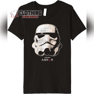 Star Wars Plus Andor Shirt Stormtrooper Big Helmet Black And White T-Shirt New