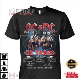 AcDc 50 Years Anniversary 1973-2023 Members Signatures Shirt, AcDc Tour 2023 Album After Highway to Hell T-Shirt