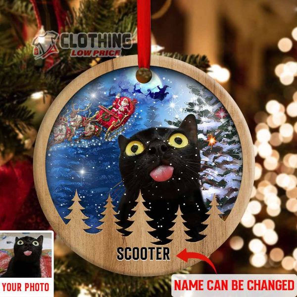 Christmas Black Cat Ornament Funny Xmas Light Decor Tree Ornament