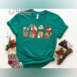 Christmas Coffee Cookie Snowman Christmas Tree Gift Shirt