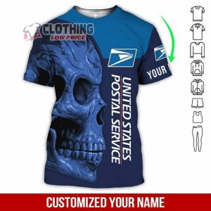 Custom Name Love Usps Skull United States Postal Service 3D T-Shirt All Over Printed 3D Hoodie