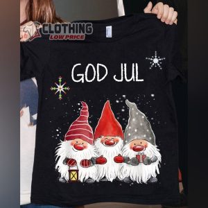 Cute Nisse God Jul Norwegian Shirt Three Happy Gnome Smile Christmas Sweatshirt 1