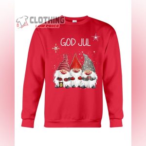 Cute Nisse God Jul Norwegian Shirt Three Happy Gnome Smile Christmas Sweatshirt 2