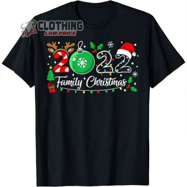 Family Christmas 2022 Merch Merry Xmas Ball Light Garden Reindeer T Shirt
