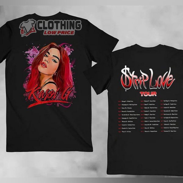 Karol G Strip Love Tour 2022 Setlist Merch, Karol G Gatubela Pelo Rojo Shirt