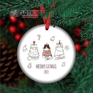 Meowy Catmas Christmas Ornament, Cat Lover Gift for Christmas, Cat Tree Xmas Ornament
