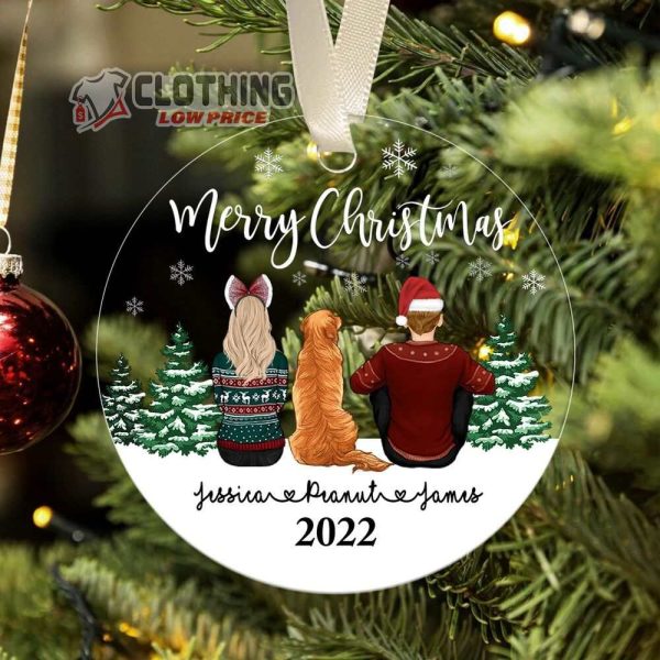 Merry Christmas Ornament, Customized Couple And Dogs Ornaments Family And Pet Christmas Ornament