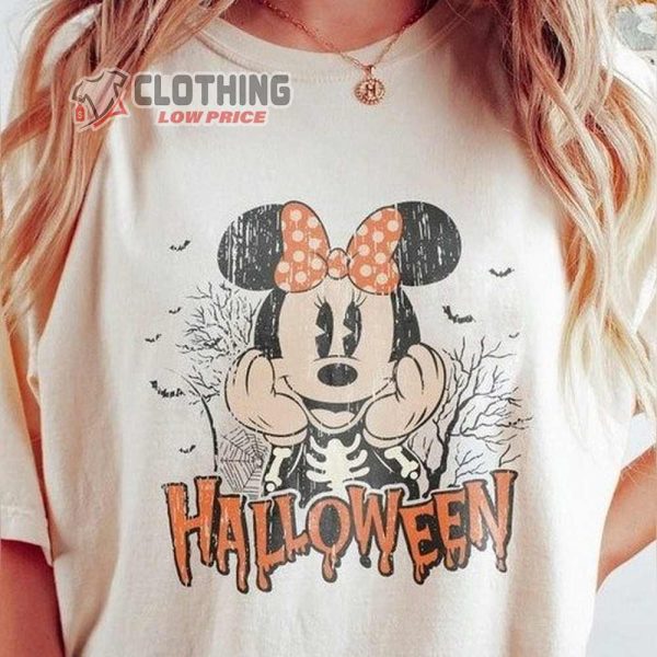 Minnie Mouse Skeleton Halloween Costume Shirt Mickey Mouse Funhouse Halloween Minnie Ears T Shirt 1