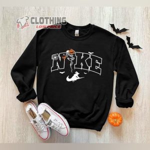Nike Skeleton Pumpkin and Witches Halloween Costume Shirt, Swoosh Skeleton Halloween T-Shirt