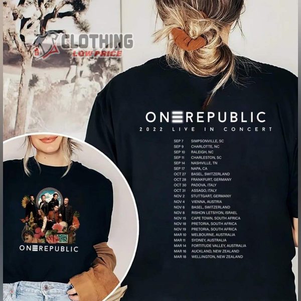 One Republic Merch Tour Setlist 2022-2023 Shirt, OneRepublic Hollywood Stuttgart Cape Town Pretoria Boston T-Shirt