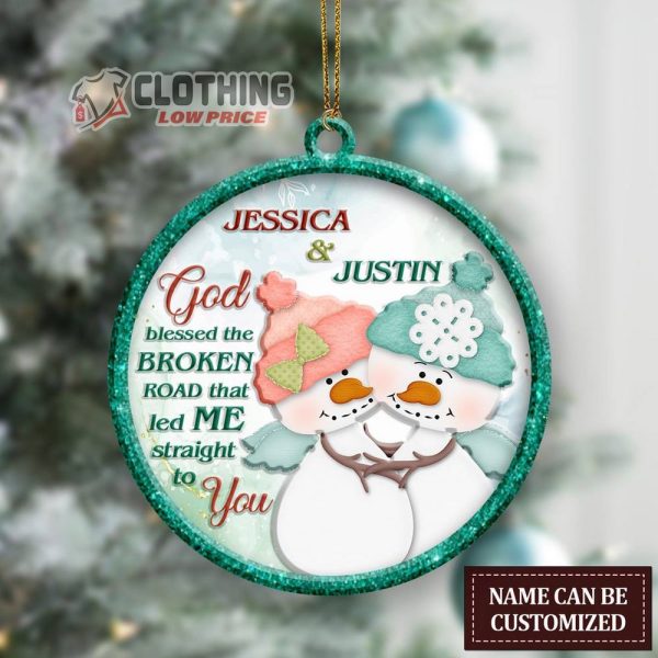 Personalized Christmas Snowman Couple God Blessed Ornament Custom Name Ornament