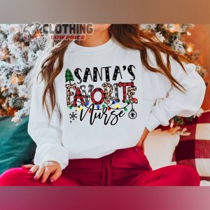 Santas Favorite Nurse Sweatshirt Leopard Snowflake Christmas Nurse T Shirt 1