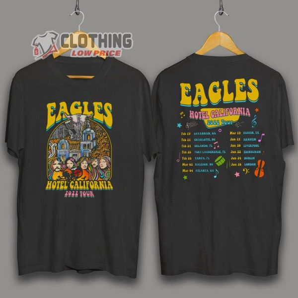 The Eagles Hotel California 2022 Tour Dates Merch, Eagles St Louis Des Moines Kansas City T-Shirt