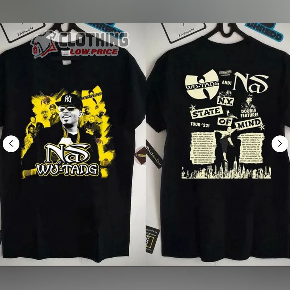 Wu-Tang Clan Nas NY State Of Mind Tour 2022 Setlist Merch, Nas Wu Tang  Concert Tour T-Shirt