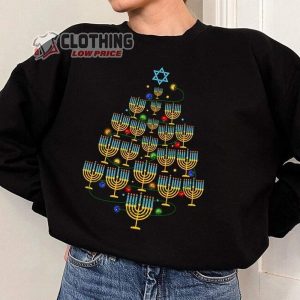 Chanukkah Tree Shirt, Happy Hanukah Menorah Tree Celebrating Sweater,Jewish Love Lights Hanukkah Festival Of Light T-Shirt