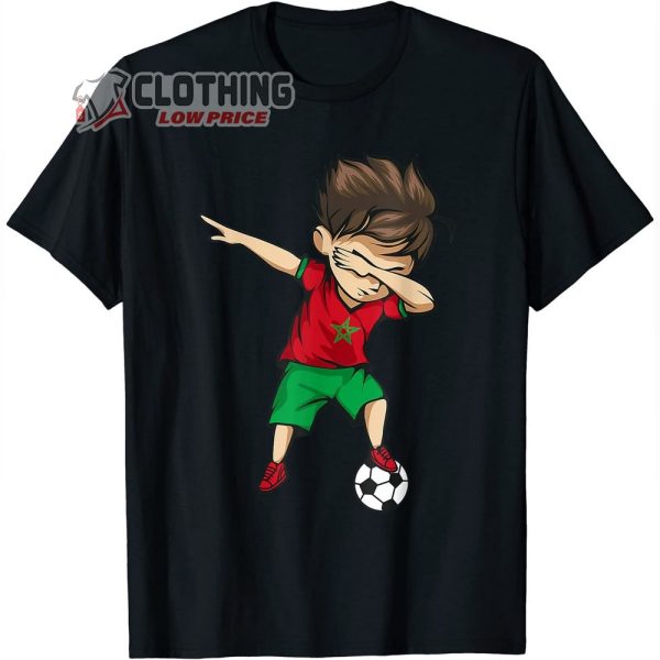 Dabbing Soccer Boy Morocco Football Team Merch, T20 Fifa World Cup 2022 Points Table Shirt, Laeeb World Cup Mascot 2022 T-Shirt