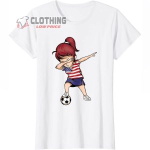 Dabbing Soccer Girl United States Football Team Merch Copa Mundial De La Fifa Catar 2022 Laeeb Mascota Qatar 2022 T Shirt1