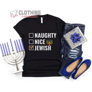 Funny Naughty Nice Jewish Happy Hanukkah Symbols Shirt, Happy Hanukkah Menorah Jewish Festival of Light Sweater