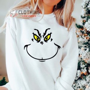 Grinch Face Christmas Merch, The Grinch Christmas Sweatshirt Ugly Christmas Sweater Party Sweatshirt