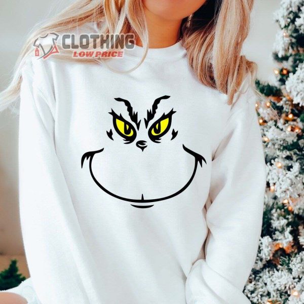Grinch Face Christmas Merch The Grinch Christmas Sweatshirt Ugly Christmas Sweater Party Sweatshirt 2